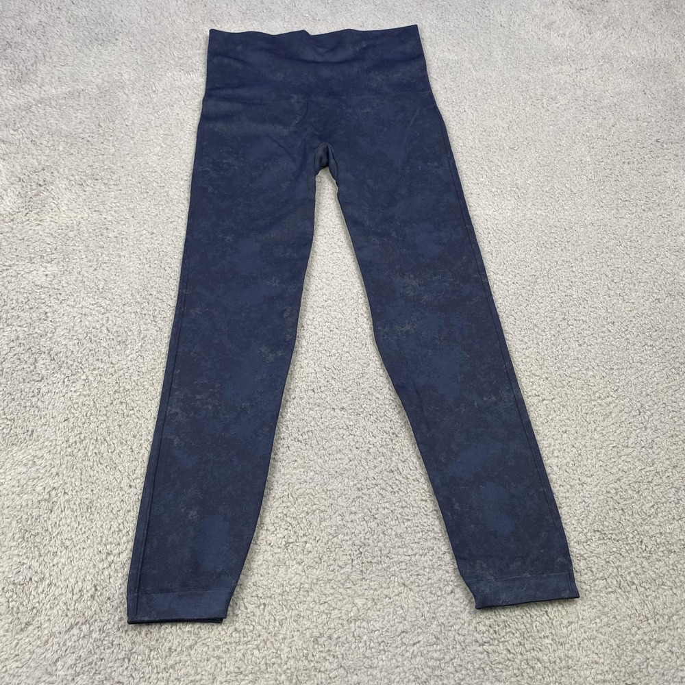 Spanx Leggings Womens Large Blue High‎ Rise Seamless Camo Print Shaping Athletic